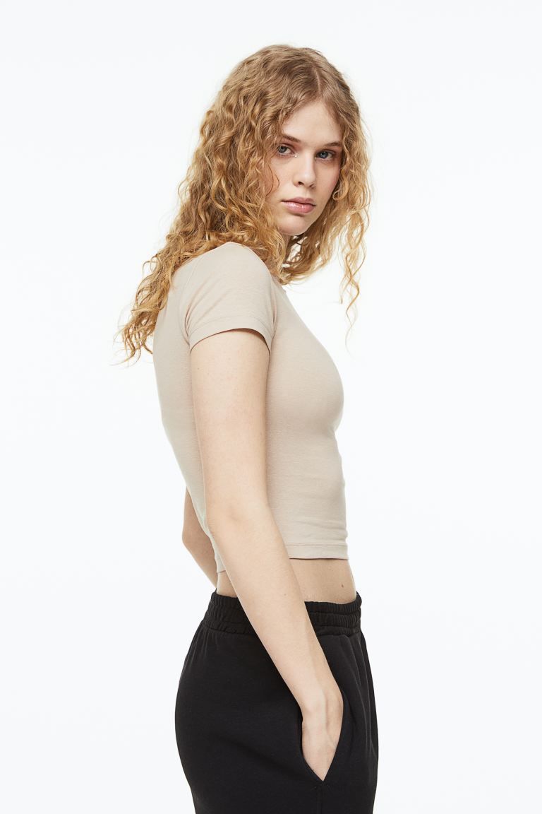 2-pack cropped T-shirts | H&M (UK, MY, IN, SG, PH, TW, HK)