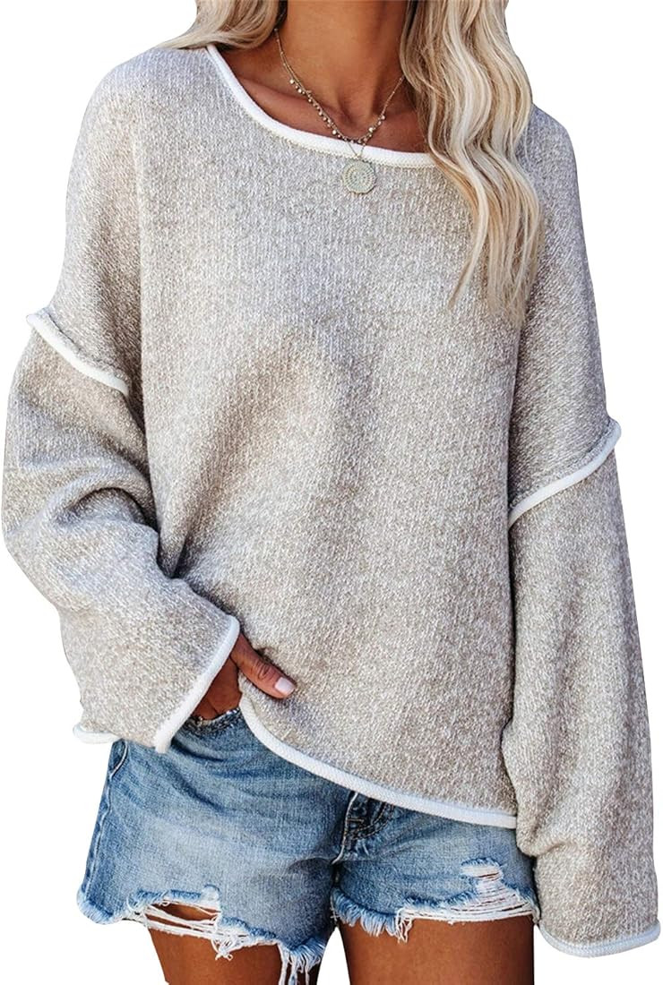 SALENT Womens Casual Oversized Sweaters Loose Soft Chunky Knit Long Batwing Sleeve Pullover Sweat... | Amazon (US)
