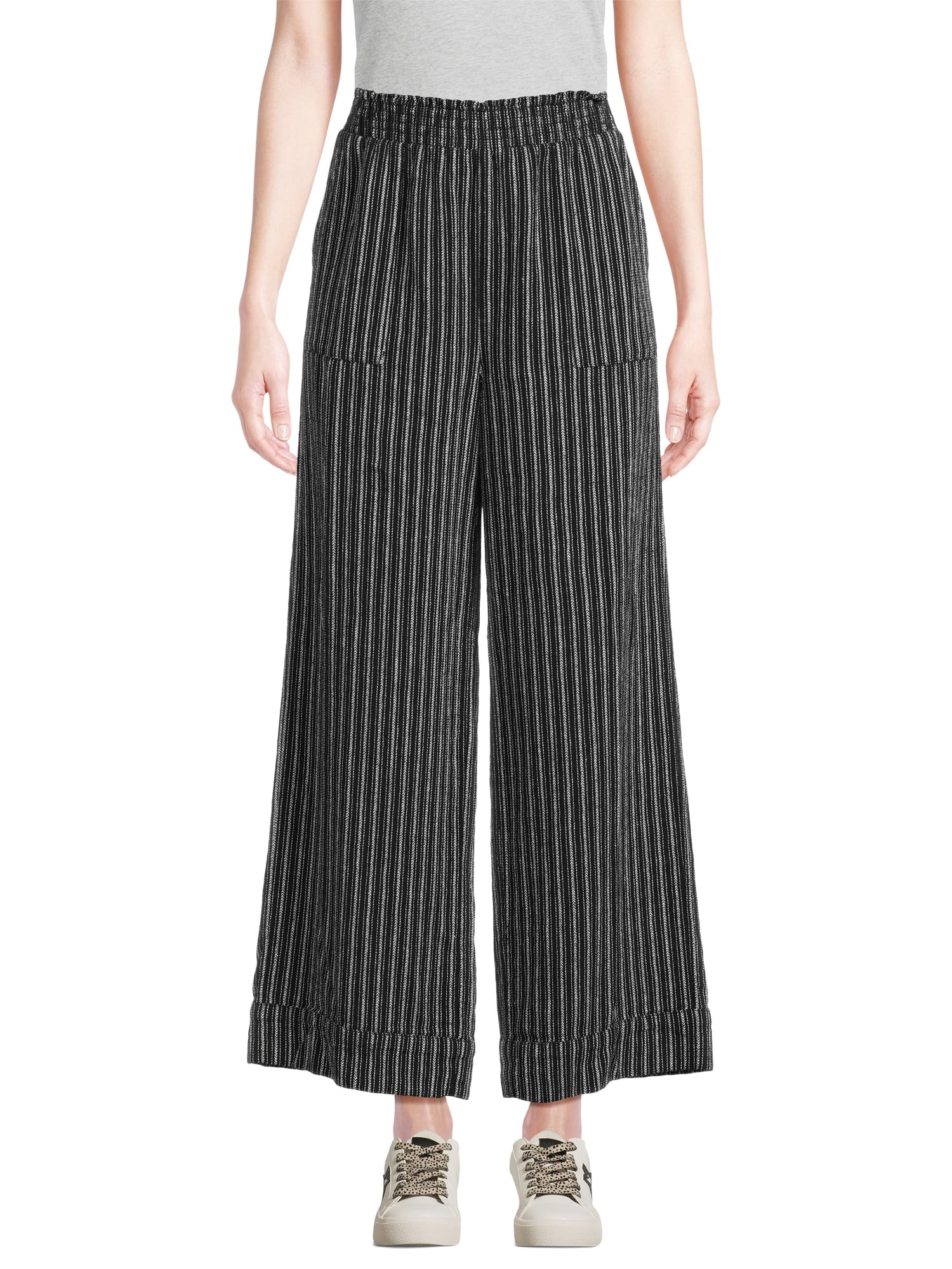 Time and Tru Women's Linen Blend Pants with Smocked Waist, 29" Inseam, Sizes XS-XXXL | Walmart (US)