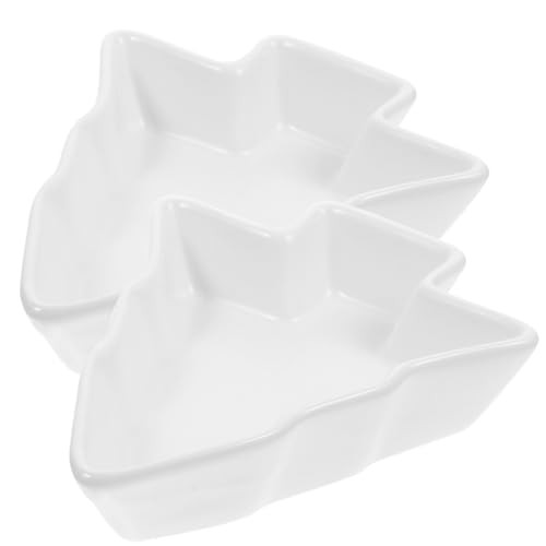 Luxshiny 2pcs Christmas Ceramic Serving Dish Xmas Tree Snack Appetizer Tray Dessert Platter Porcelain Jewelry Plate for Holiday Wedding Home Party White | Amazon (US)