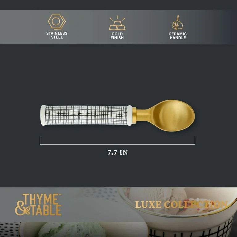 Thyme & Table Gold Finish Ice Cream Scoop, Ceramic Cross-Hatch Handle | Walmart (US)