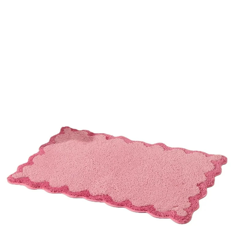 Pink Scalloped Bathing Mat, New Microfiber-cotton Scallop Bathroom Rugs, Cozy Household Shower Ma... | Walmart (US)