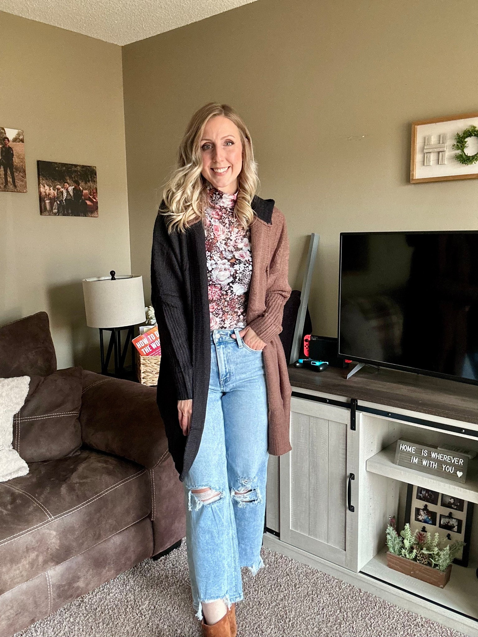 Wearing small in cardigan and top and 26 in jeans. 

#LTKootd #LTKStyleTip #LTKFindsUnder100