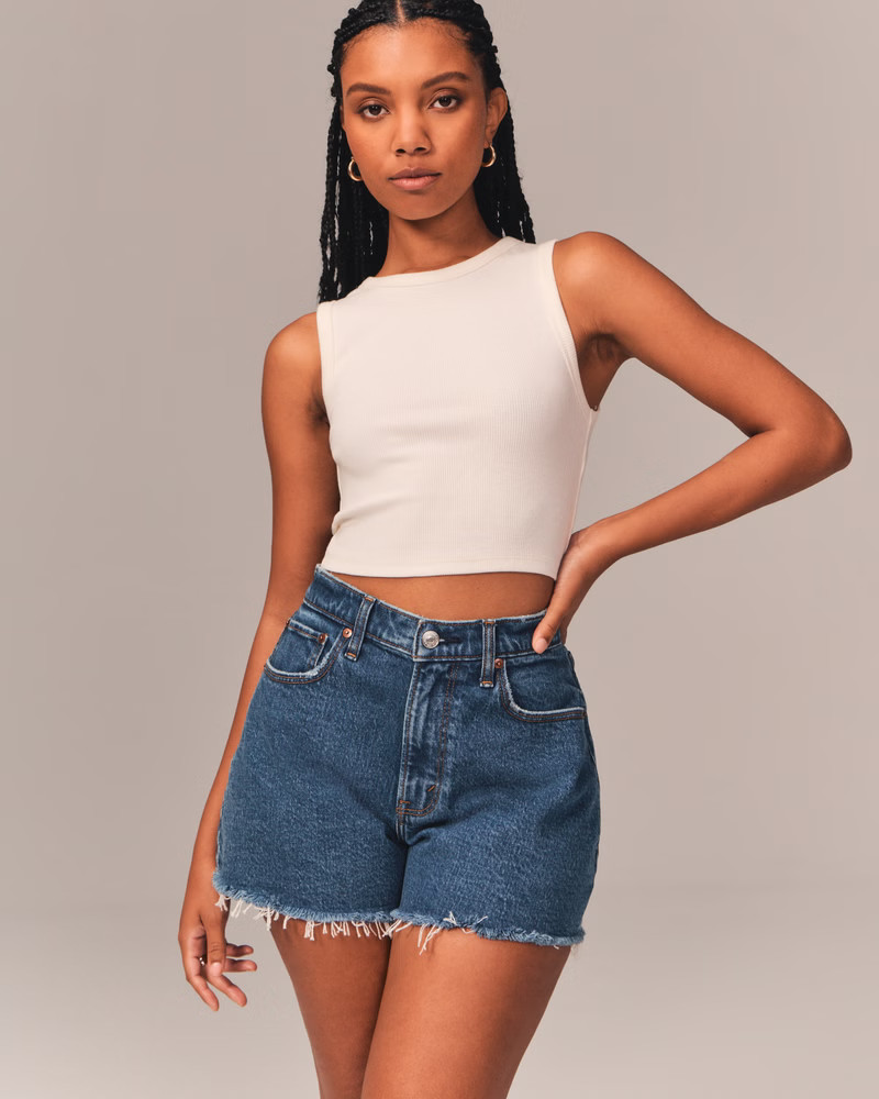 Women's Curve Love High Rise 90s Cutoff Shorts | Women's Bottoms | Abercrombie.com | Abercrombie & Fitch (US)