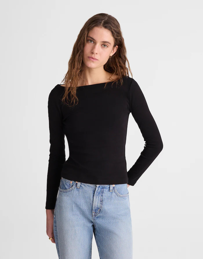 The '90s Boatneck Tee in Compact Cotton | Madewell