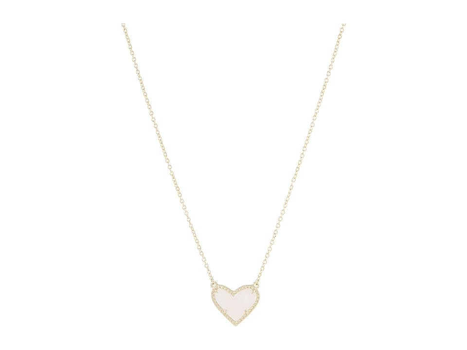 Kendra Scott Ari Heart Short Pendant Women's Necklace Women's Necklace Gold Rose Quartz | Zappos