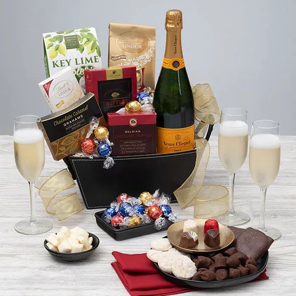 Champagne & Truffles Gift Basket - Veuve (1 bottle) | GourmetGiftBaskets.com