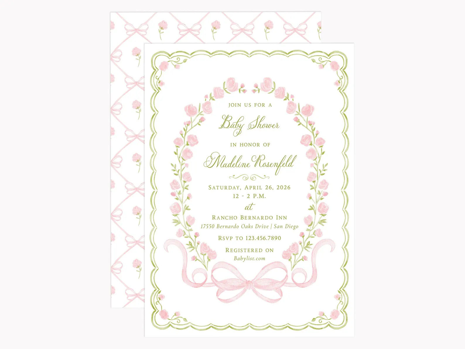 Coquette Rose Crest Invitations | Printed 5x7 Grandmillennial Monogram Party Invites with Envelop... | Etsy (Global)