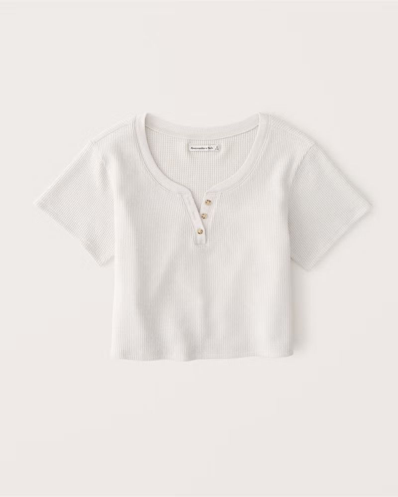 Women's Waffle Lounge Henley Tee | Women's Matching Sets | Abercrombie.com | Abercrombie & Fitch (US)