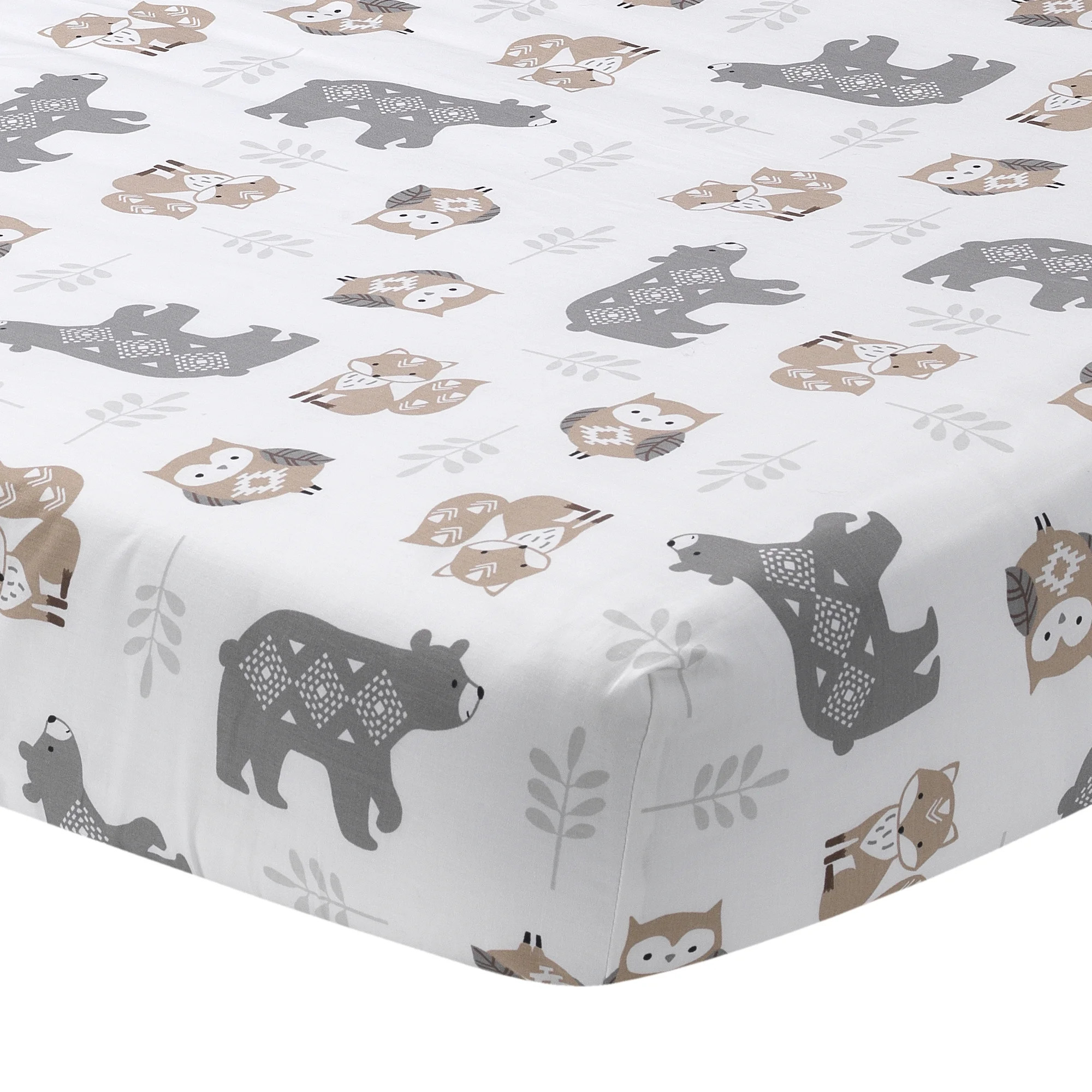 Lambs & Ivy Woodland Forest White/Gray Animal 100% Cotton Baby Fitted Crib Sheet - Walmart.com | Walmart (US)