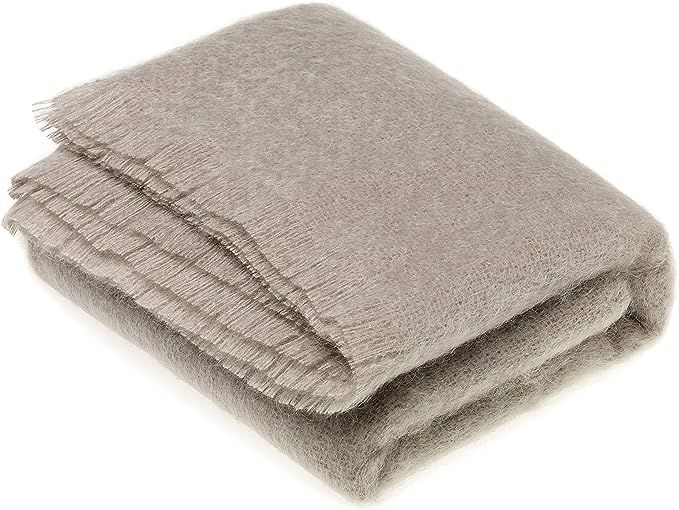 Moon Mohair Throw Blanket, Squirrel Grey, Made in UK | Amazon (US)