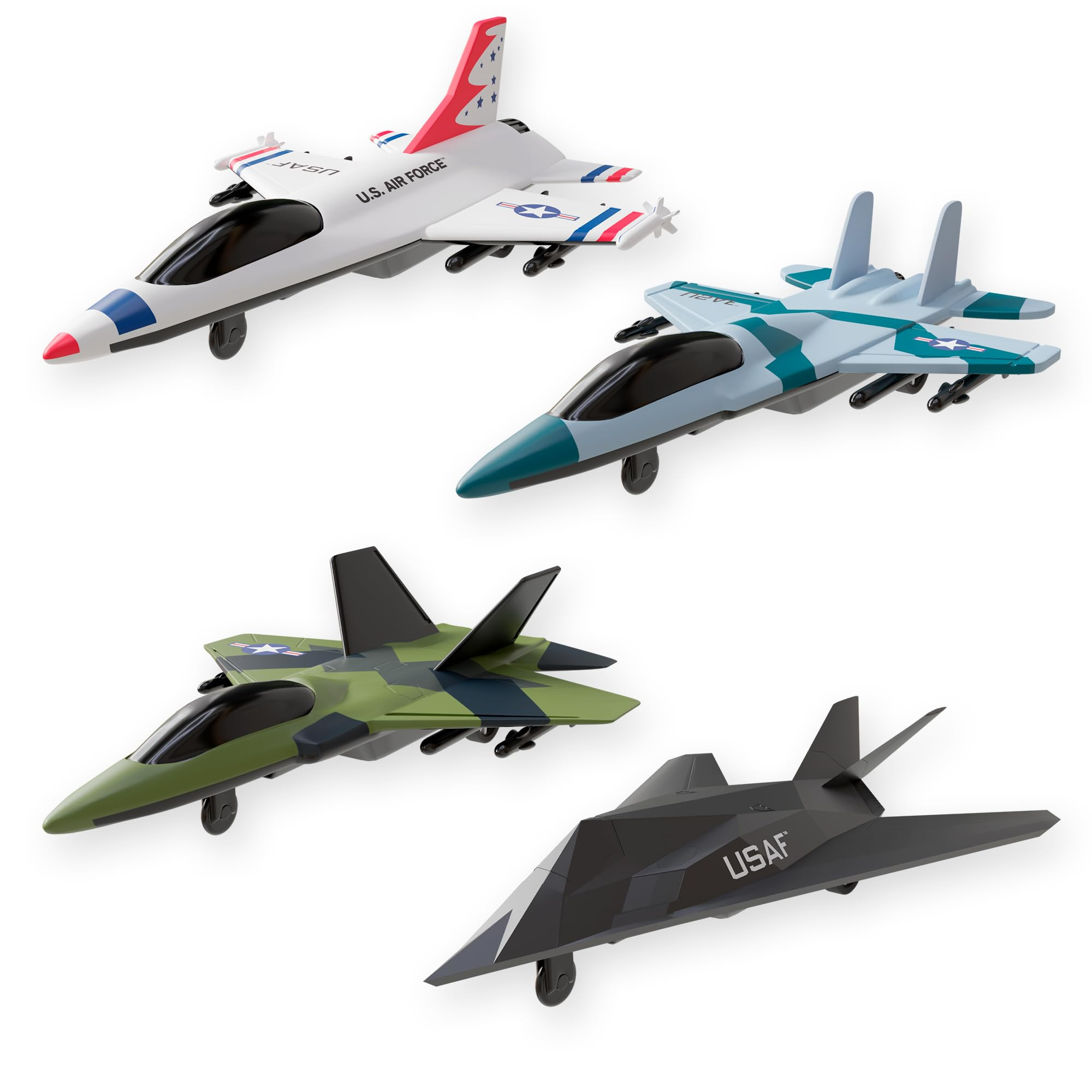United Sates Air Force 4-Pack Toy Jet Squadron Die Cast Airplanes, Pull Back Military Fighter Jet... | Amazon (US)