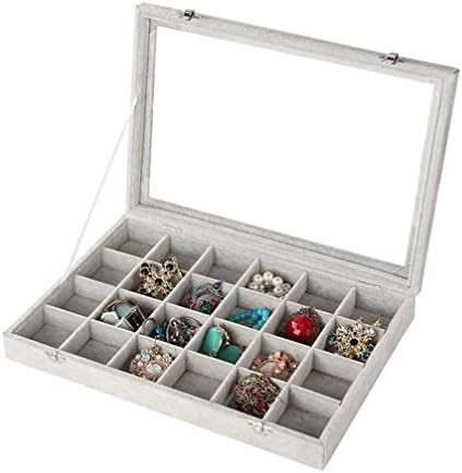 Wuligirl Ice Velvet 24 Grid Jewelry Tray Box Removable Display Case Organizer Glass Top Lid & Loc... | Amazon (US)