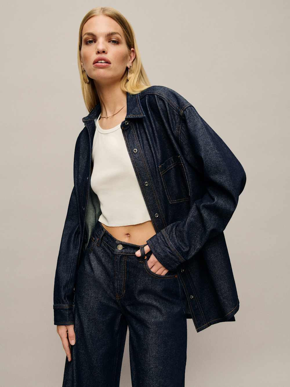 Gracie Lived-in Denim Shirt | Reformation (Global)