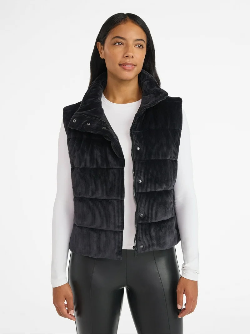 Avia Women's and Women's Plus Velour Ribbed Vest, Sizes XS-4X | Walmart (US)