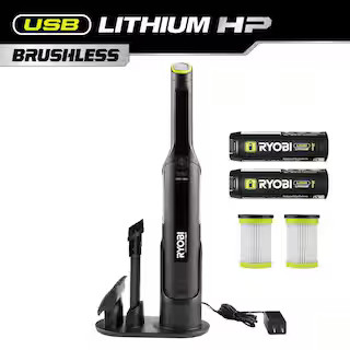 USB Lithium HP Compact Hand Vacuum Cleaner Kit with (2) USB Lithium 2.0 Ah Batteries, and Charger... | The Home Depot