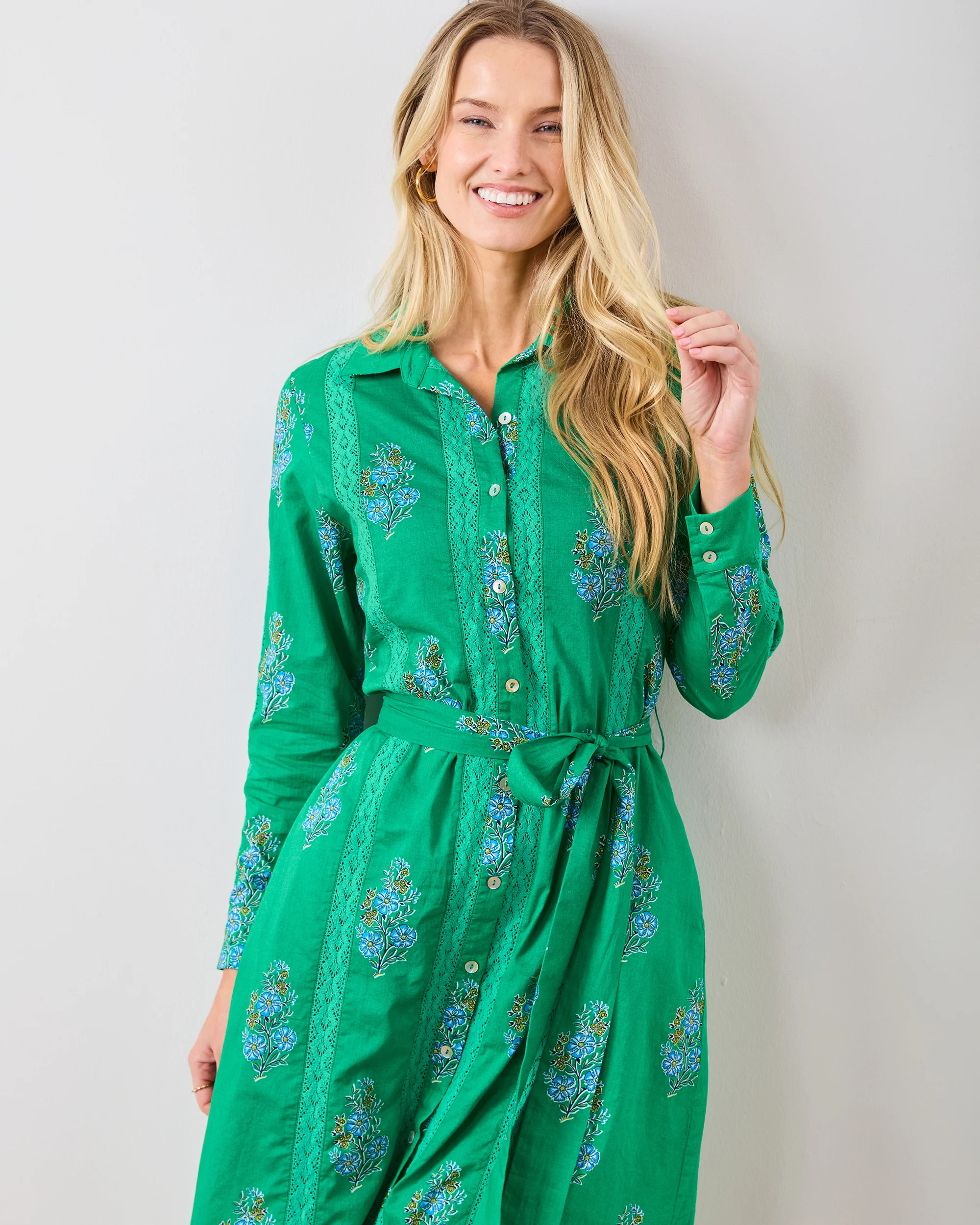Bouquet Blossoms - Meredith Dress - Lucky Green | Printfresh