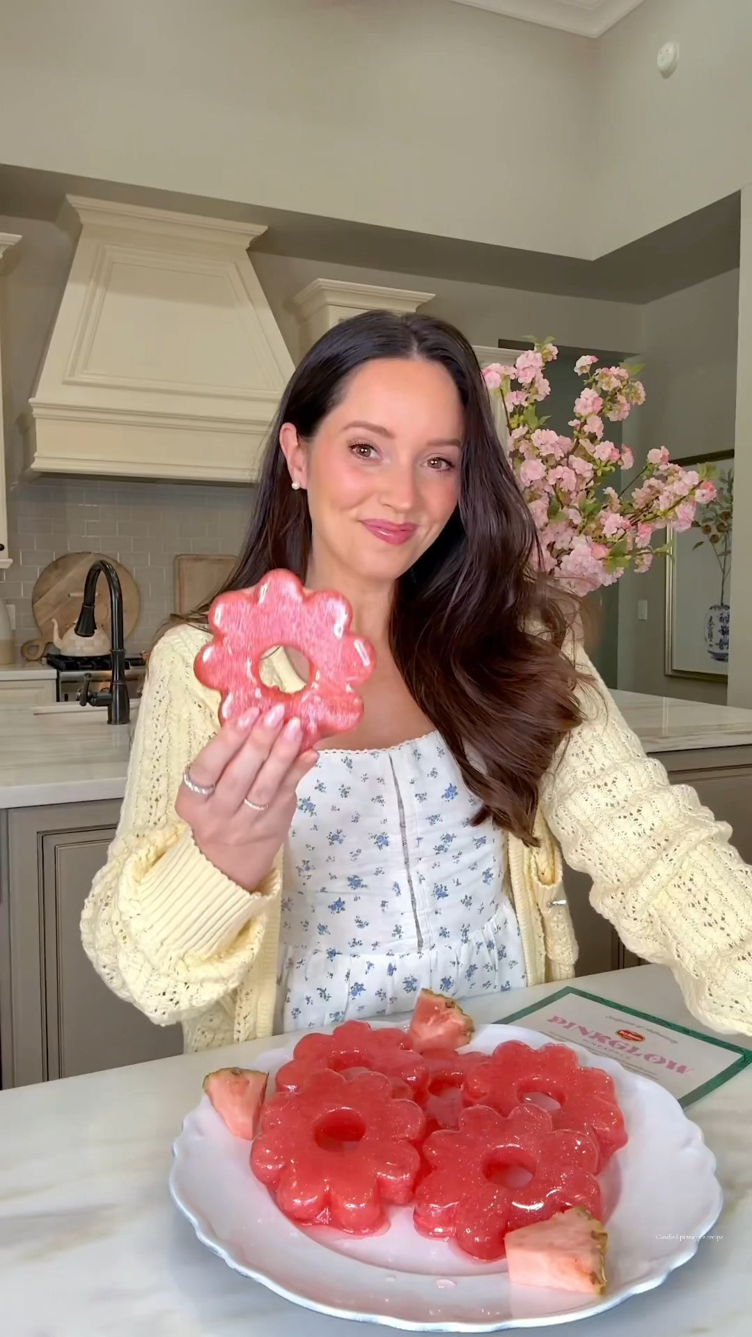 Impress your guests this Easter with Candied @pinkglowpineapple! 💗🌸💕 See FULL RECIPE below! #PinkglowPineapple 

INGREDIENTS:
- Pinkglow® Pineapple
- 2 cups sugar
- ½ cup water
- ½ cup karo syrup 

Cut pineapple into any shape you’d like and blot excess juice with paper towel. Be sure to blot as much juice as possible otherwise candy will not stick. Freeze pineapple slices for 4+ hours or overnight. Boil sugar, water, and karo syrup for about 10 minutes until mixture is 300 degrees. You will want a candy thermometer to check temperature. Remove from heat immediately. Add food coloring, edible glitter, or even flavoring (optional). Dip frozen pineapple quickly (within 5 minutes) and place on parchment paper to harden. Enjoy immediately or same day. Store in freezer to ensure juices remain inside candied shell. Since the pineapple is juicy, the candied shell leak juices if not stored in freezer.

@delmontefresh @tropicalfruitboxusa @melissasproduce #DelMonteFreshProduce #FreshDelMonte #pinkpineapple #EasterRecipe #dessertrecipes #candiedfruit #easterideas 

#LTKParties #LTKSeasonal #LTKHome