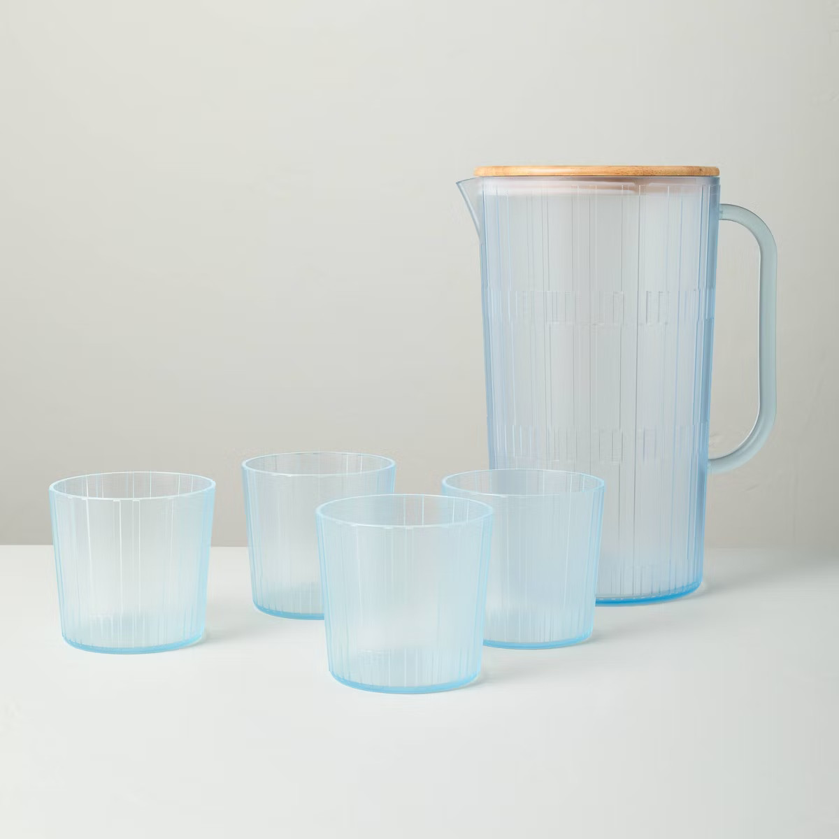 3L Tritan Plastic Beverage Pitcher and Cup Set Blue - Hearth & Hand™ with Magnolia | Target