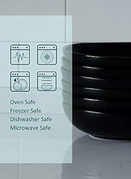 Wide and Shallow Porcelain Salad and Pasta Bowls Set of 6 - 24 Ounce Microwave and Dishwasher Saf... | Amazon (US)