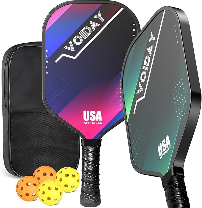 Pickleball Paddles Set of 2, USAPA Approved Fiberglass Pickle Ball Paddles with 4 Pickle Balls, D... | Amazon (US)