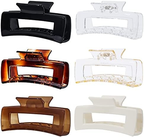 Amazon.com: 6 Pack Hair Claw Clips, 4.1 Inch Big Hair Clips, Hair Claw Clips for Women, Large Non... | Amazon (US)