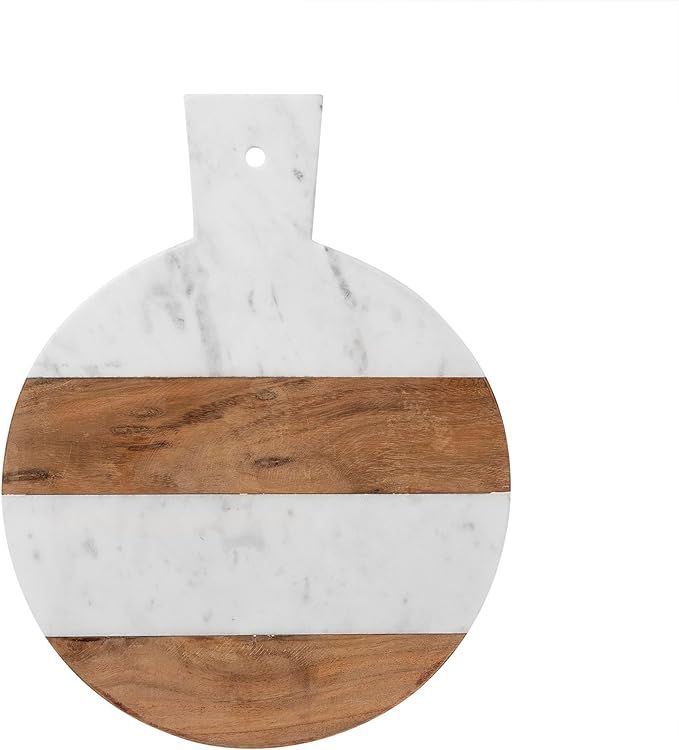 GoCraft Marble and Acacia Wood Round Cutting Board with Handle | Decorative Marble Cheese Tray Ch... | Amazon (US)