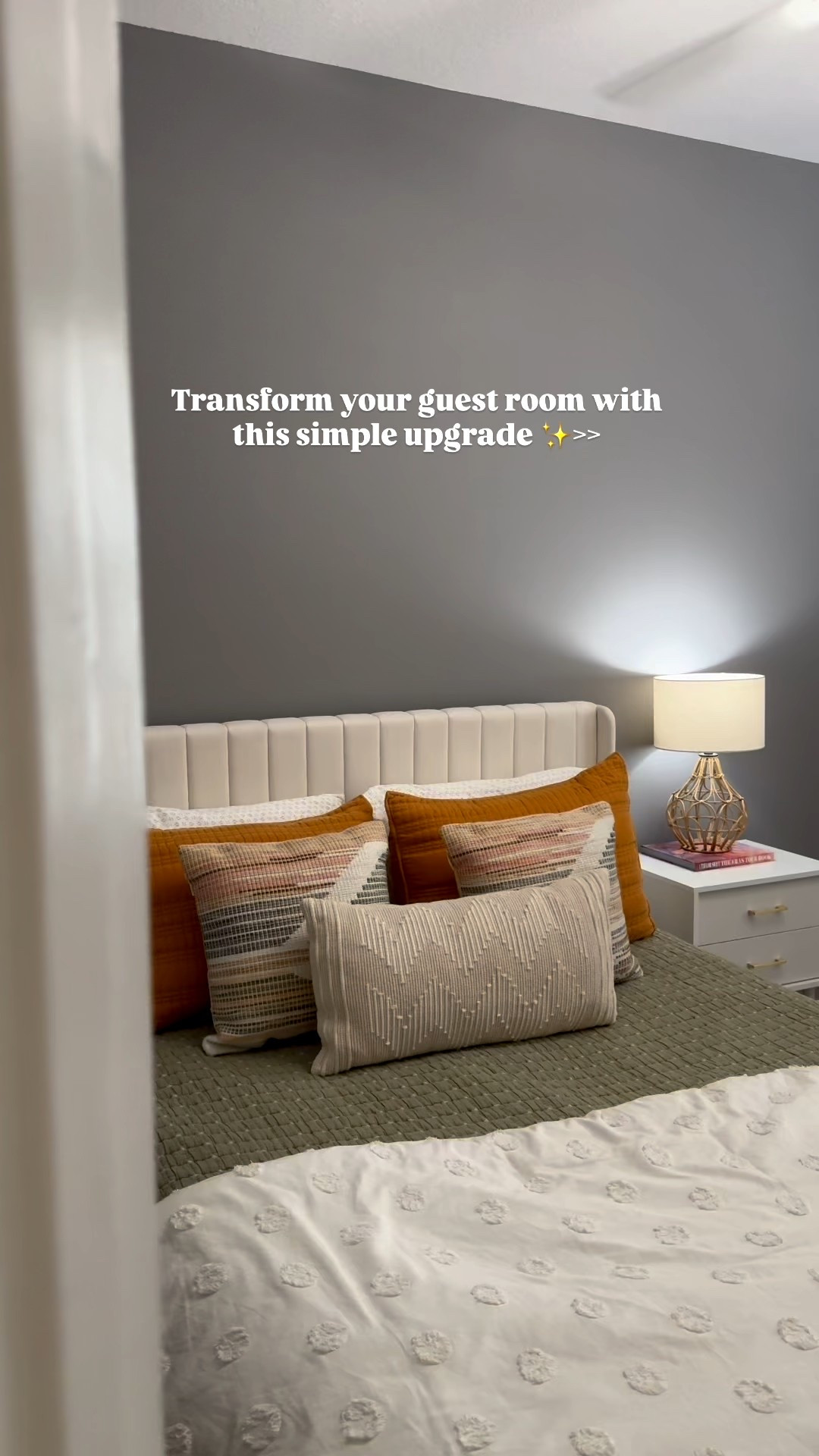 Our guest room finally got a very much needed upgrade ✨ Still have a few finishing touches but happy with the progress so far 🫶


Home decor, upholstered bed frame, target bedding, olive quilt, boho bedroom, velvet pillows, guest room decor, amazing finds, bedroom ideas

#LTKHome