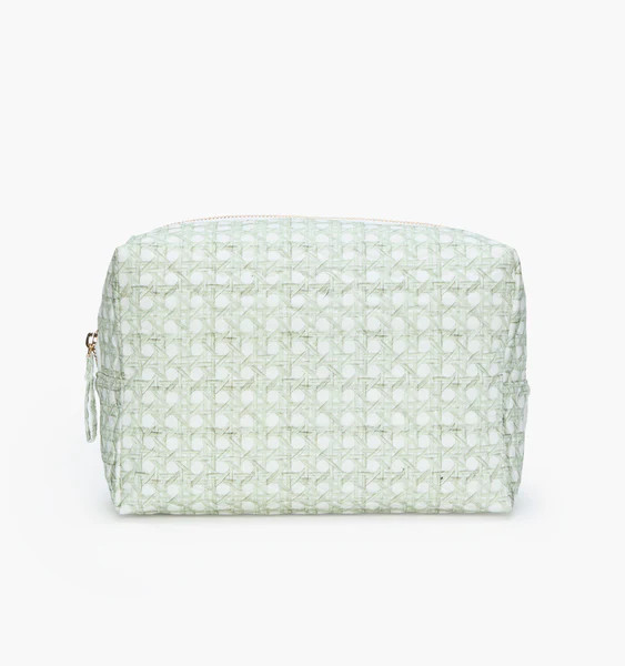 The Quilted Cosmetic Bag - Green Basketweave | Hill House Home US