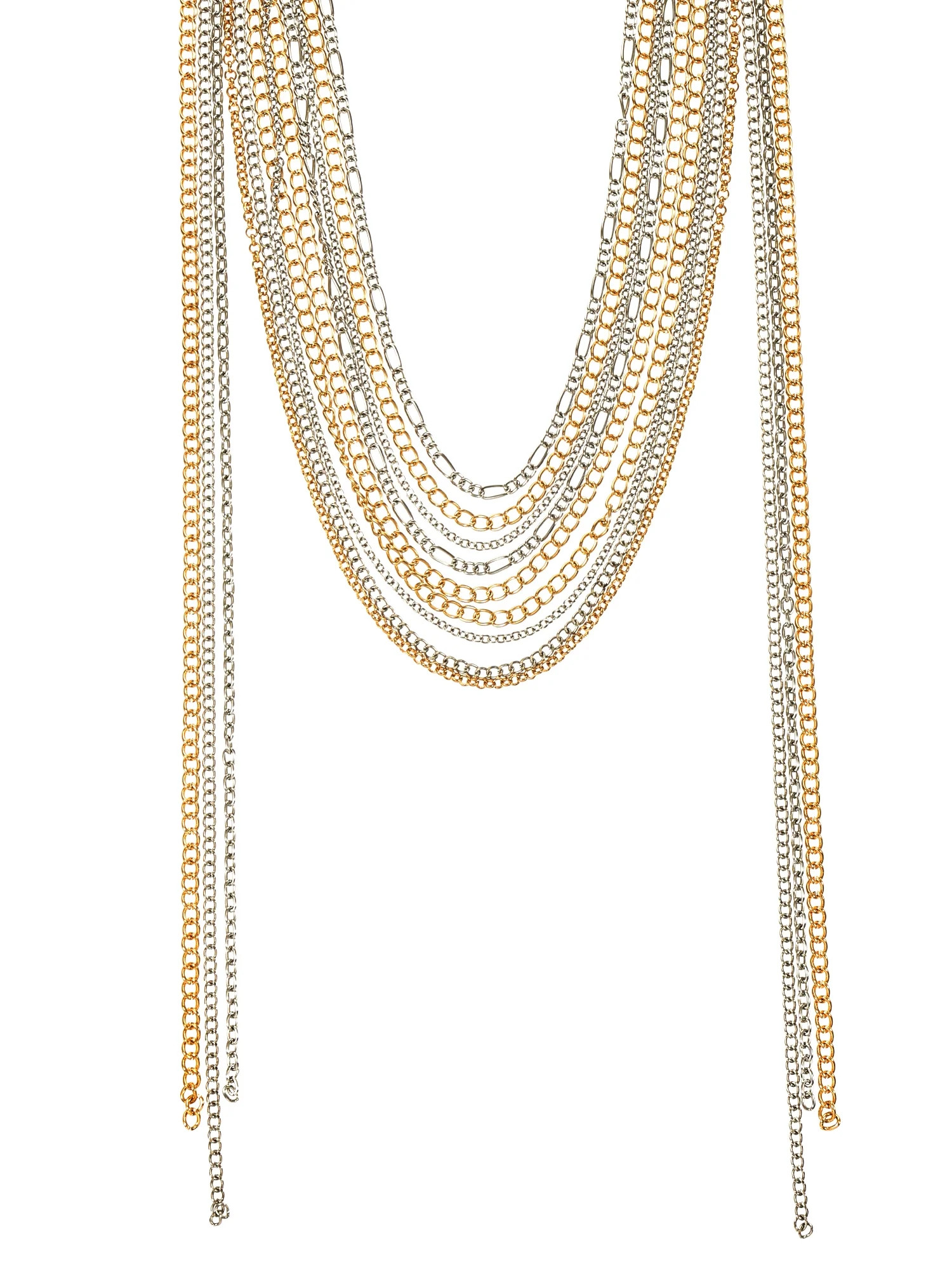 No Boundaries 9-Row Mixed Metal Multi Length Necklace, 1-Piece, Women’s | Walmart (US)