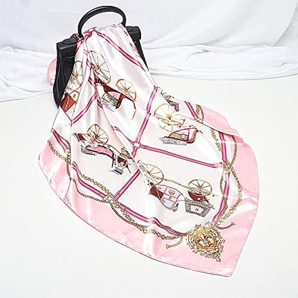 RUOLIN 35×35 inches large square women's satin silk like head scarf fashion pattern silk feeling... | Amazon (US)