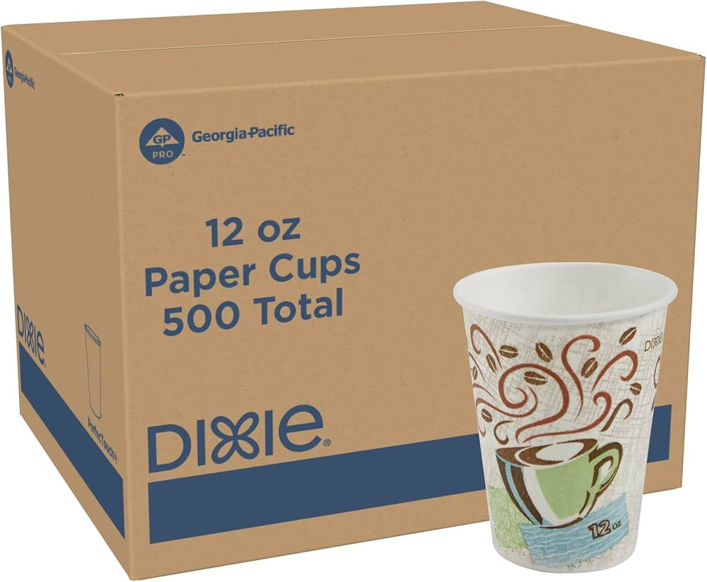 Dixie PerfecTouch 12 oz Paper Coffee Cups by GP PRO, Coffee Haze Design, 500 Count (25 Disposable... | Amazon (US)