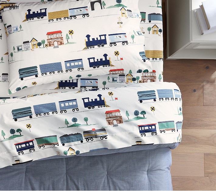Train Organic Sheet Set | Pottery Barn Kids