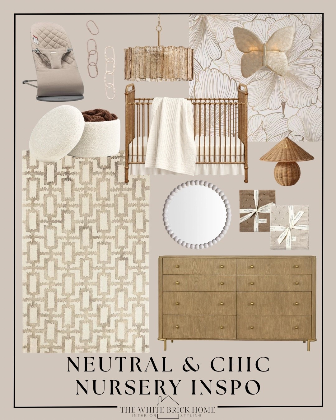 A dreamy, designer inspired nursery where delicate florals, warm brass, and a glowing butterfly wall light create the sweetest little sanctuary. 

Nursery, nursery decor, nursery ideas, nursery crib, wallpaper, girls nursery, baby girl, baby girl nursery, nursery ideas, nursery design ideas, nursery rug, crib, gold crib, home decor, nursery design ideas, baby girl nursery, gold nursery, neutral nursery, butterfly nursery, nursery bedding, nursery ideas, nursery furniture, home decor, home design, nursery lighting, girls room, girls bedroom, kids room, kids bedroom, girls room decor, wayfair, pottery barn girls, pottery barn, Anthropologie, crate and barrel, crate and kids
