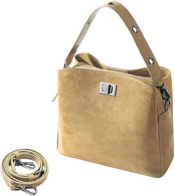 Genuine Leather Suede Bags for Women, Vintage Handbag Purse Suede Hobo Bag Slouchy Bag Shoulder C... | Amazon (US)