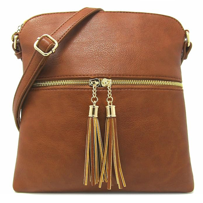 Women's Rich Faux Leather Light Weight Medium Crossbody Bag and Large Capacity Purse Organize wit... | Amazon (US)