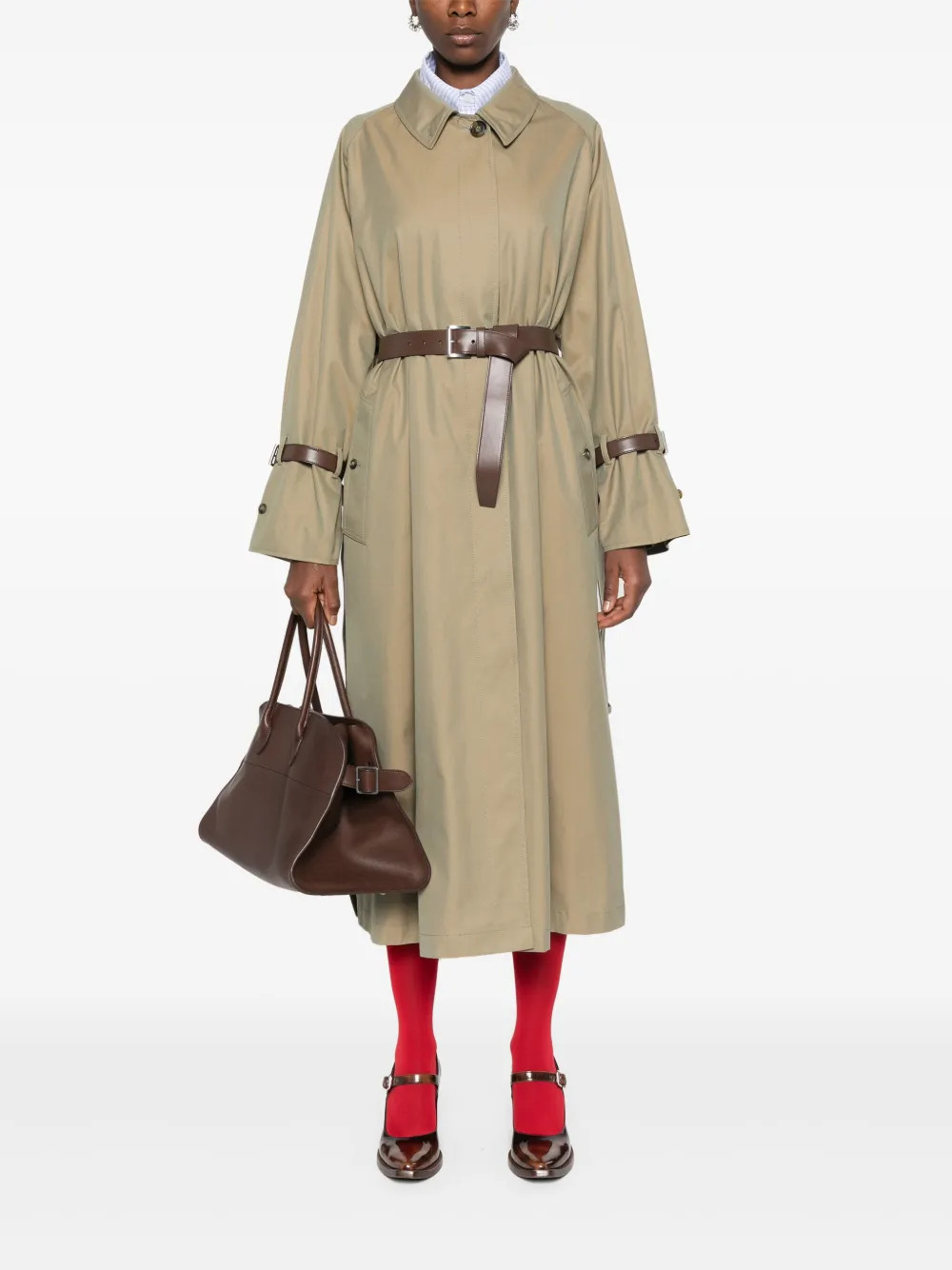 Prada Belted Trench Coat | Green | FARFETCH | Farfetch Global