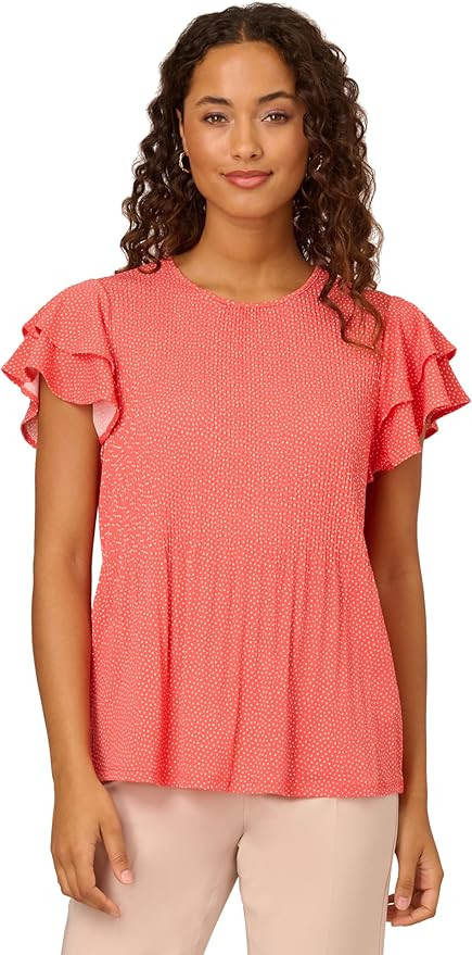 Adrianna Papell Women's Pleated Knit Double Sleeve Top | Amazon (US)