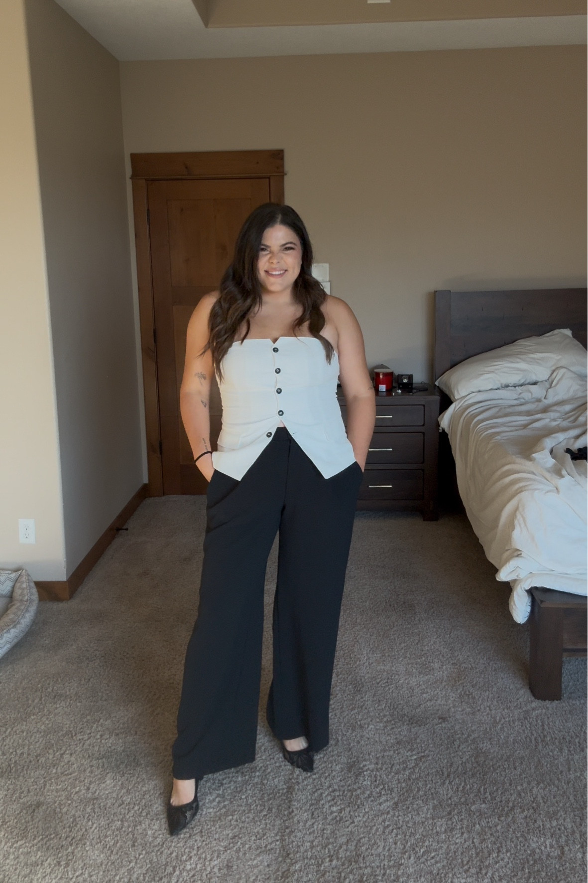 Midsize fall outfit with trousers and button up vest style top. This would be so cute for date night, I’m considering wearing it for a girls night. Size 32 in the trousers or 14. Size XL in the top

Black outfit, office outfit, work pants, fall outfit, midsize outfit, Mom outfit, size 14 

#LTKStyleTip #LTKFindsUnder50 #LTKMidsize