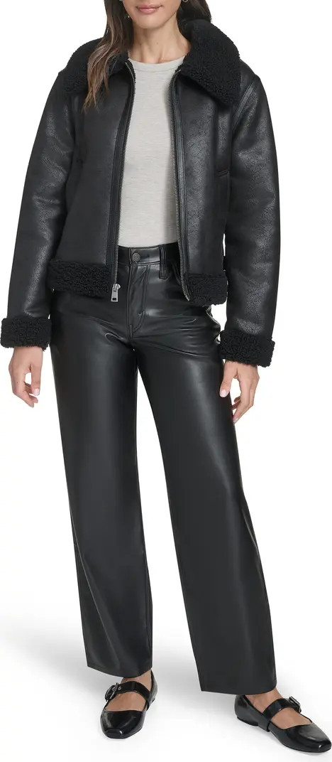 Faux Leather & Faux Shearling Bomber Jacket | Nordstrom