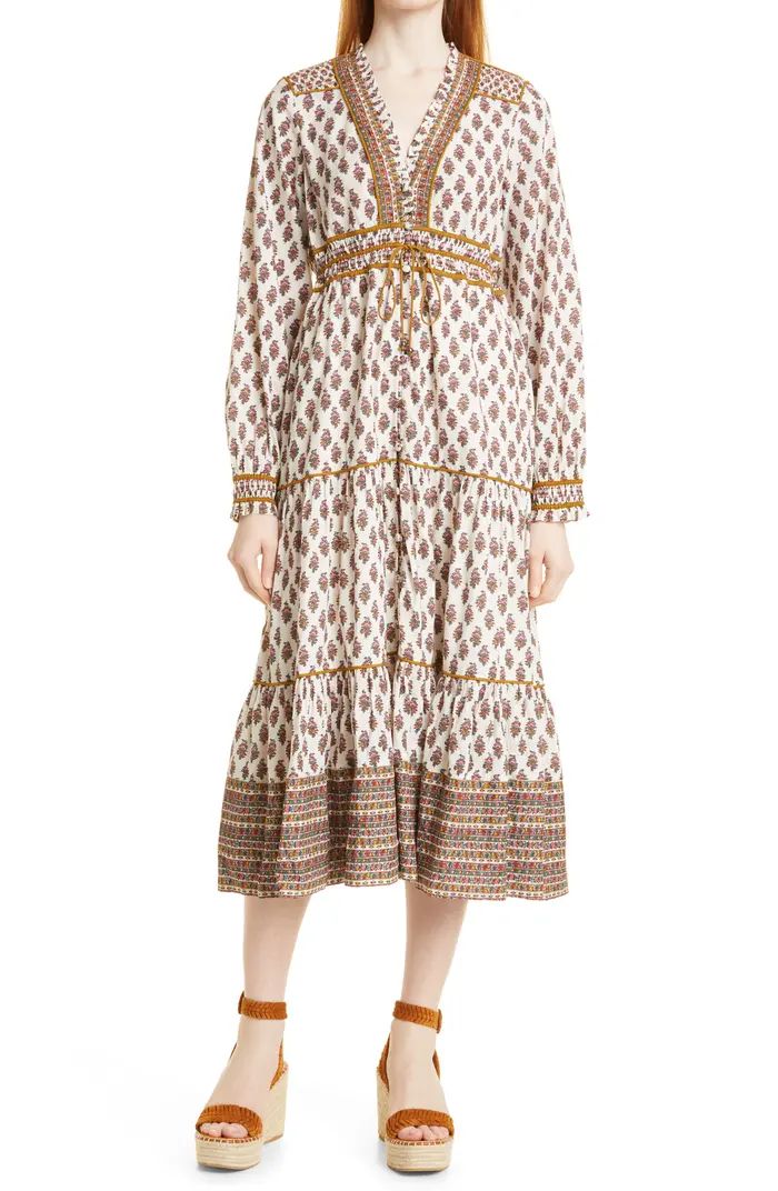 Veronica Beard Alessandra Long Sleeve Floral Cotton Midi Dress | Nordstrom | Nordstrom