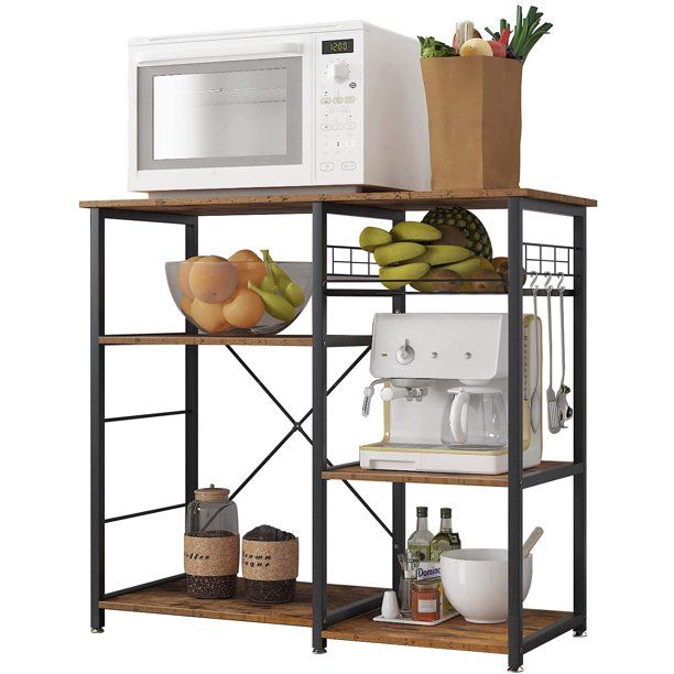 SogesPower 3-Tier Kitchen Island Cart Baker's Rack Utility Shelf Microwave Stand with Storage and... | Walmart (US)