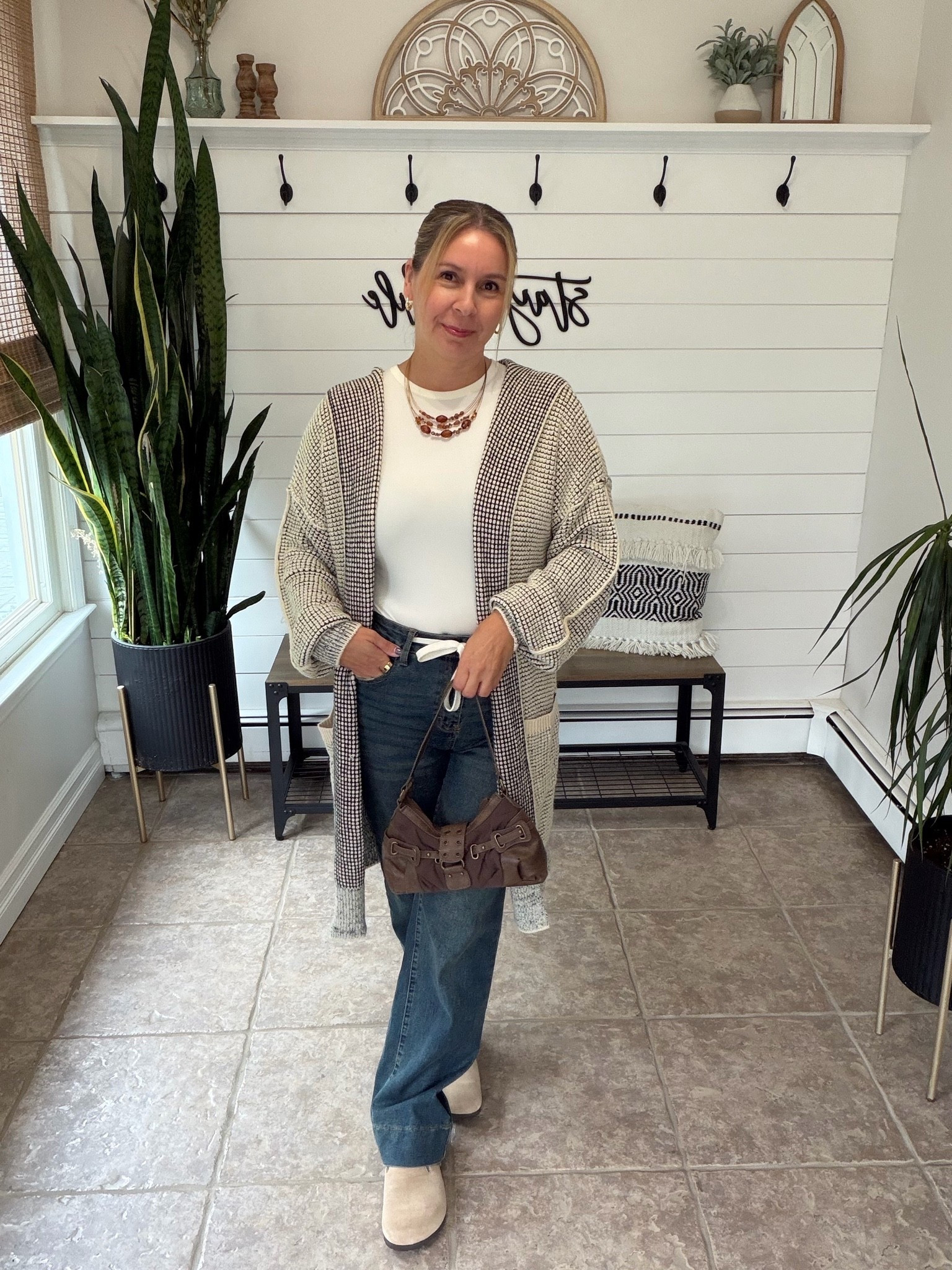 Fall outfits women over 50. The cardigan is currently on sale. I’m wearing a medium. The jeans are a size 8 and the clogs run a little big. Fall fashion hauls

#LTKOver40 #LTKSaleAlert #LTKMidsize