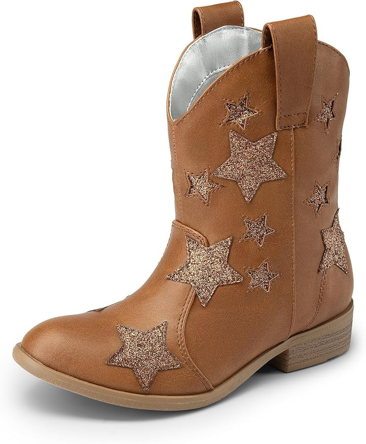 DREAM PAIRS Girls Cowgirl Boots Cowboy Western Mid Calf Star Boots for Kids | Amazon (US)