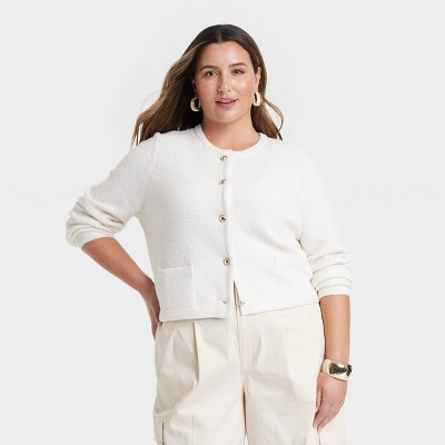 Women's Lady Cardigan - A New Day™ Cream 1X | Target