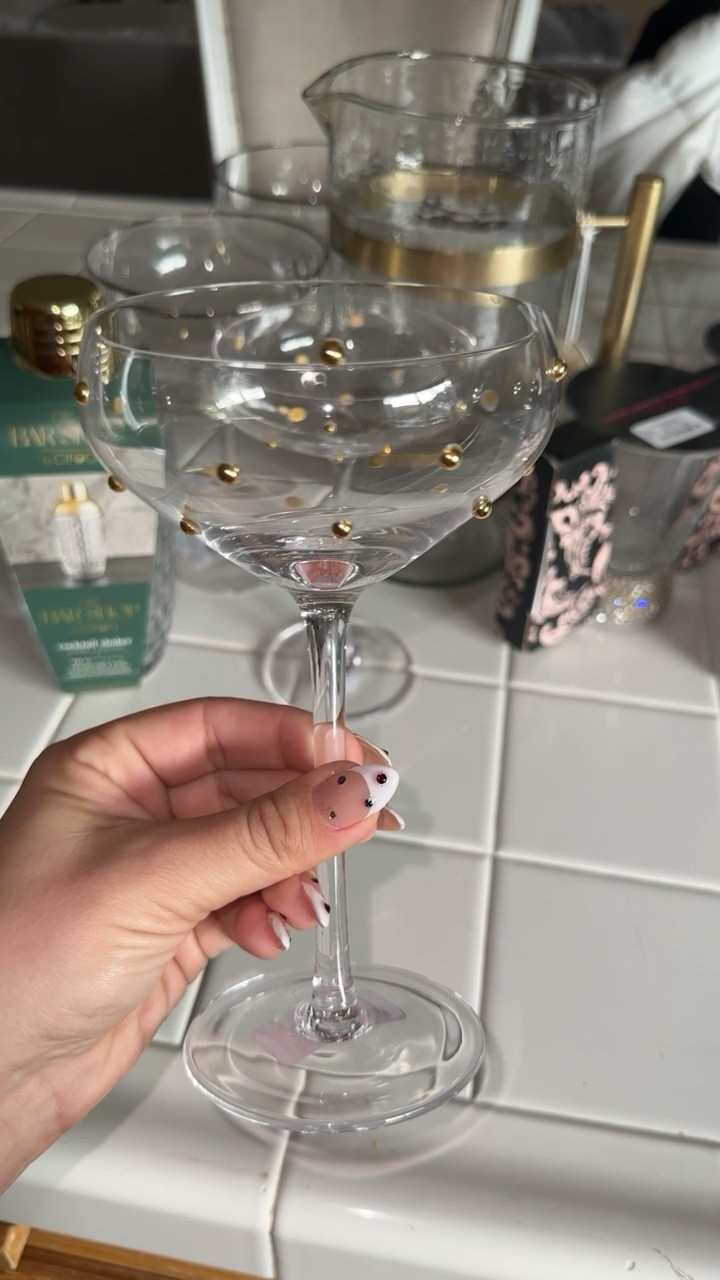An amazing dupe I found at HomeGoods for only $7.99 each glass! They were a random find- I got very lucky. HomeGoods closed their online shop, unfortunately. So, below I have linked the Pottery Barn set of 4. A little bit pricier per glass, but better quality. 

#LTKhome #LTKHoliday #LTKSeasonal