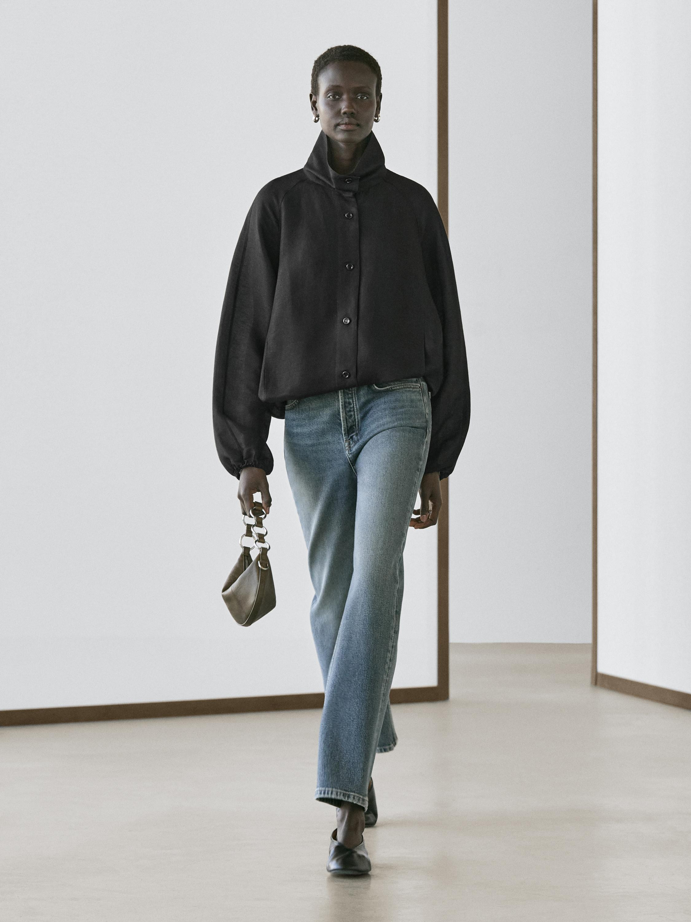 Linen and silk bomber jacket | Massimo Dutti UK