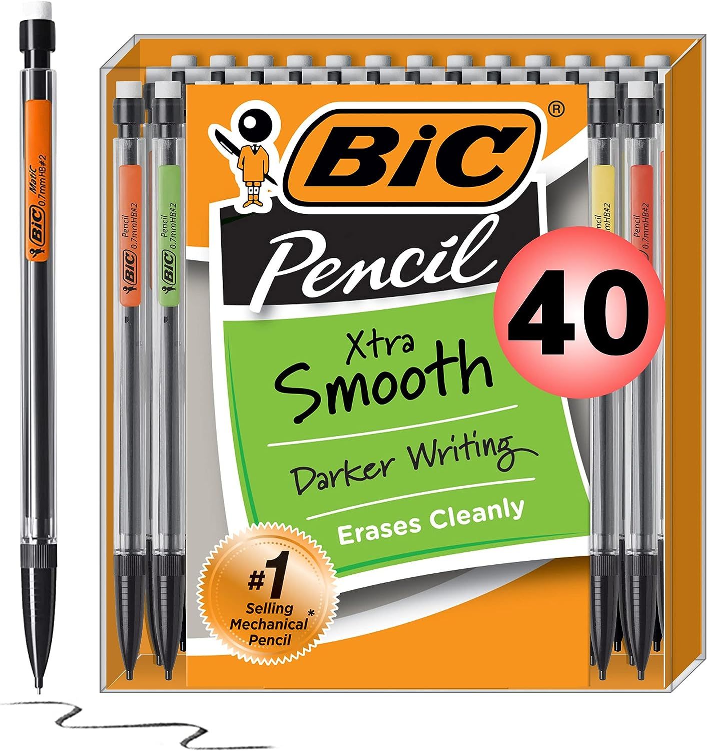 BIC Xtra-Smooth Mechanical Pencils With Erasers, Medium Point (0.7mm), 40-Count Pack, Bulk Mechan... | Amazon (US)