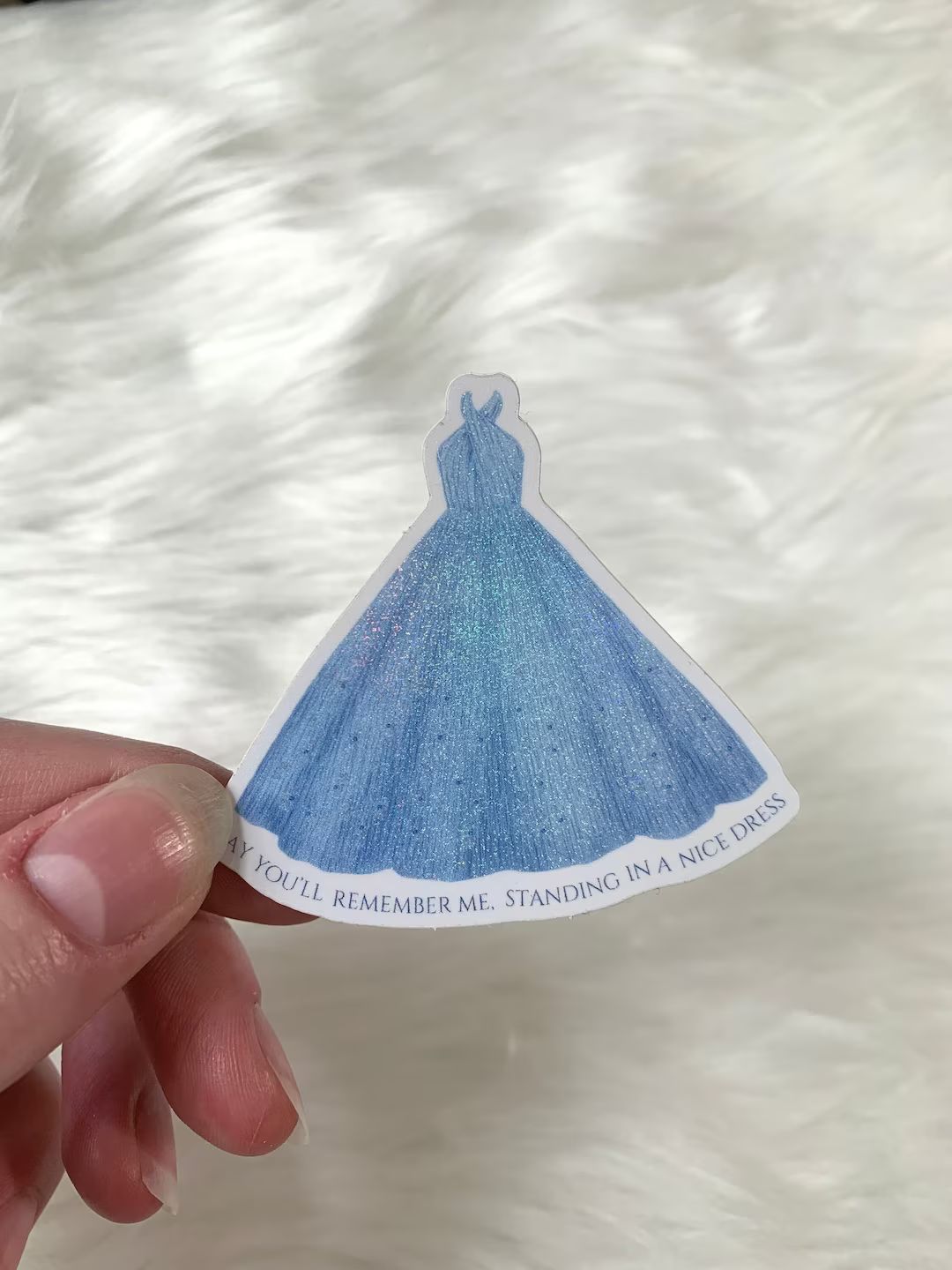 Shimmery Silver Blue Dress Sticker Say You'll Remember Me - Etsy | Etsy (US)