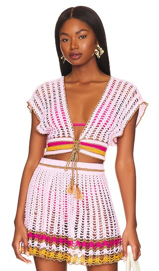 x REVOLVE Crochet Crop Top in Pink | Revolve Clothing (Global)